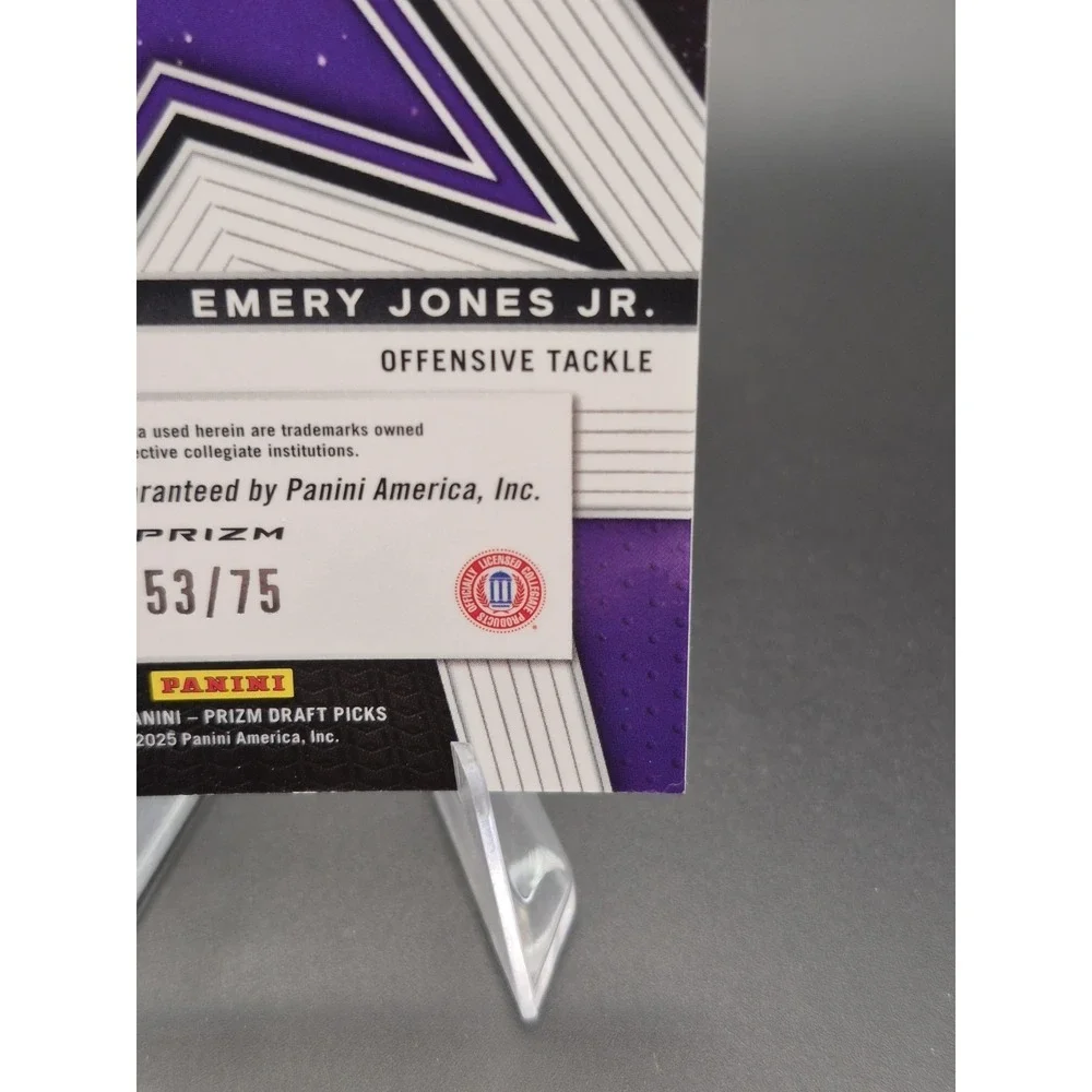 2025 Prizm Draft Picks Emery Jones Jr Saturday Star Orange Pulsar Auto /75